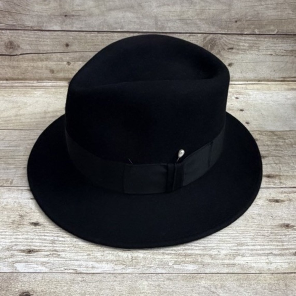 Vintage John B Stetson Co. Black Fedora Hat Felted